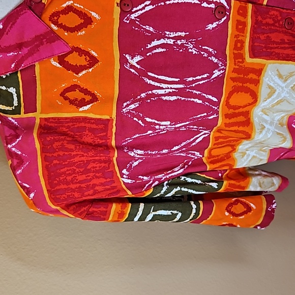 VINTAGE BOBBIE BROOKS BLOUSE LARGE 16/18 SHOULDER PADS RED PINK ORANGE GREEN L - Picture 3 of 8